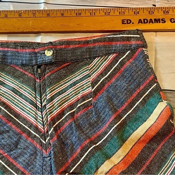Free People Retro Chevron Stripe Mini Skirt Bohemian Linen Blend size 2 - Picture 3 of 5